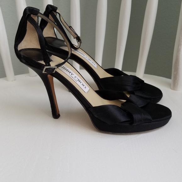 Jimmy Choo Shoes - Jimmy Choo black satin sandals 6.5